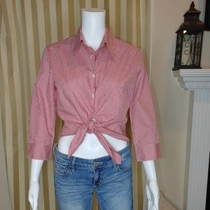 WALTER VOULAZ ITALY TIE FRONT TOP, RED/ WHITE 44 IT (6-8 US)